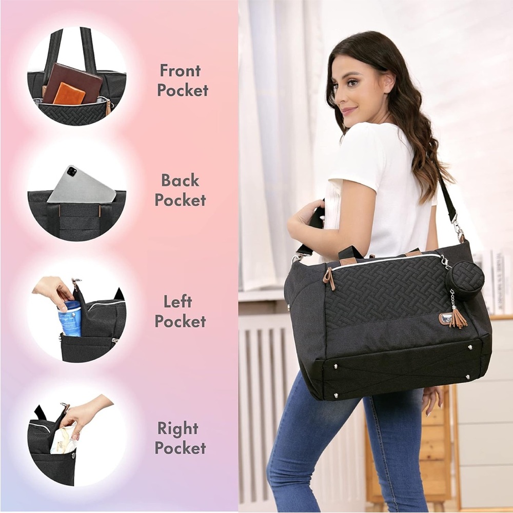 Stylish Diaper Bag Tote 🖤👶🏻